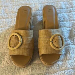 a new day Woven Slide Wedge Sandals in Tan size 11
